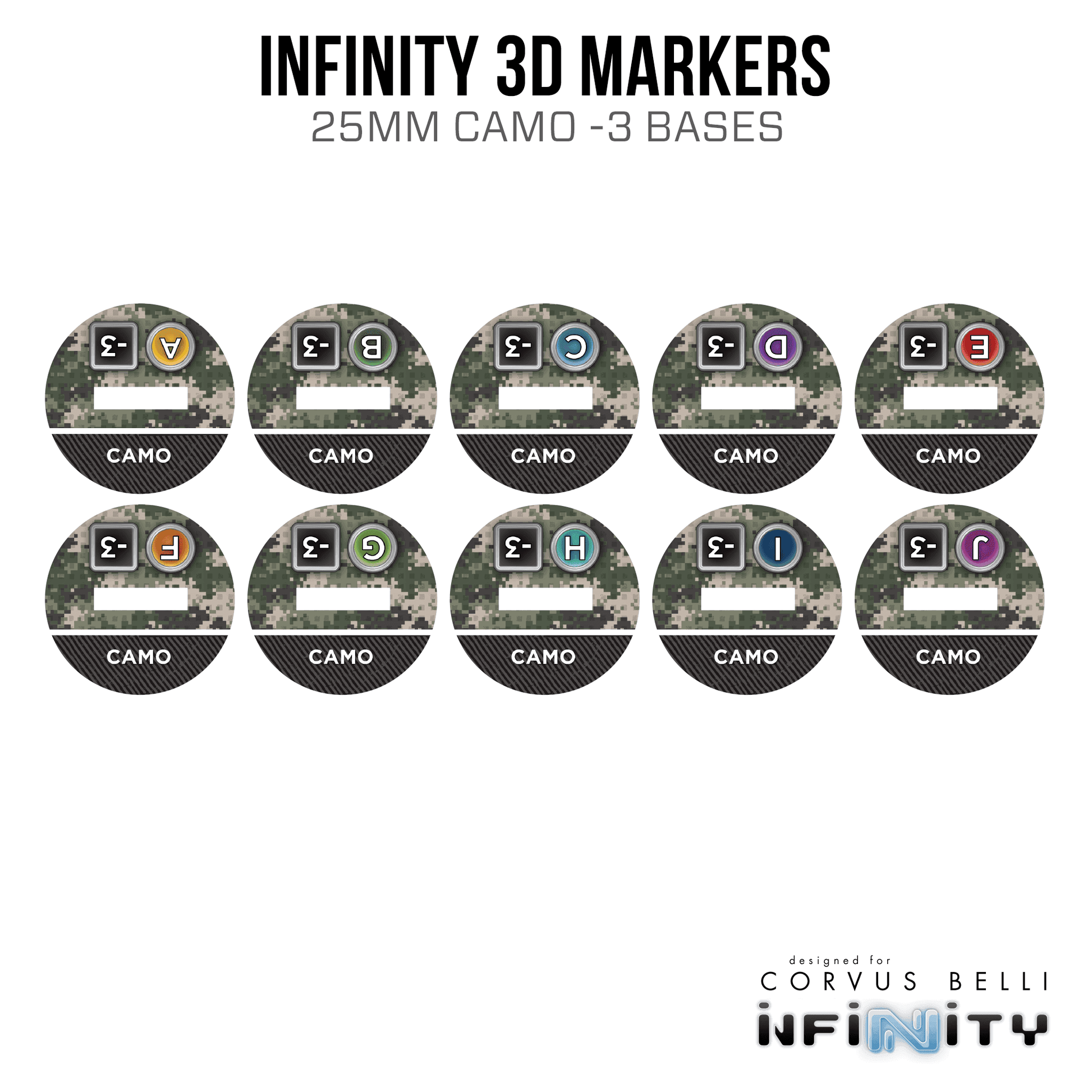 Infinity 3D Markers: Zeroes (25mm Camo -3) - Camo -3 / A