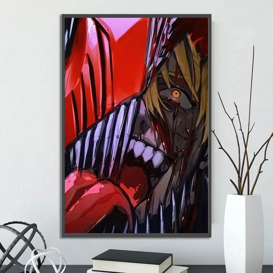 Chainsaw Man Self-adhesive Poster Wallpaper, Anime Wall Art Home Decoration Painting For Bedroom Computer Decor (Frames Not Included)
