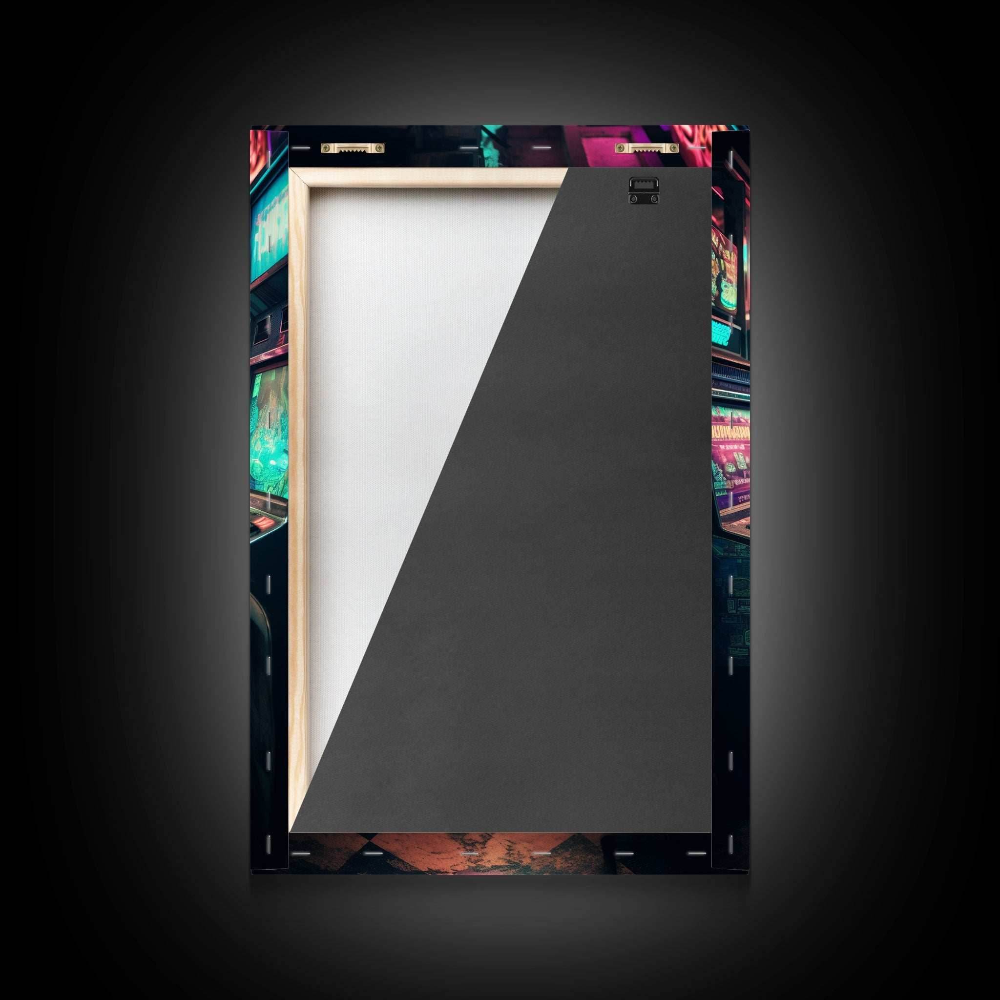 An Abandoned Game Room, Framed Canvas Print, Vaporwave Photography Fine Art Print, Aesthetic Decor, Colorful Art, Arcade Room Art - 8x12 Inches / Gallery Wrap Canvas - Ready To Hang