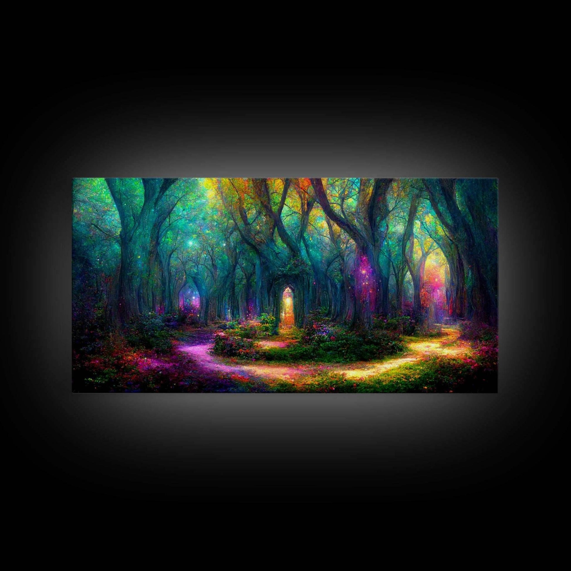 Fantasy wall art, canvas print, magical forest, fantasy landscape art, ready to hang wall art - 10x20 Inches / Gallery Wrap Canvas - Ready To Hang