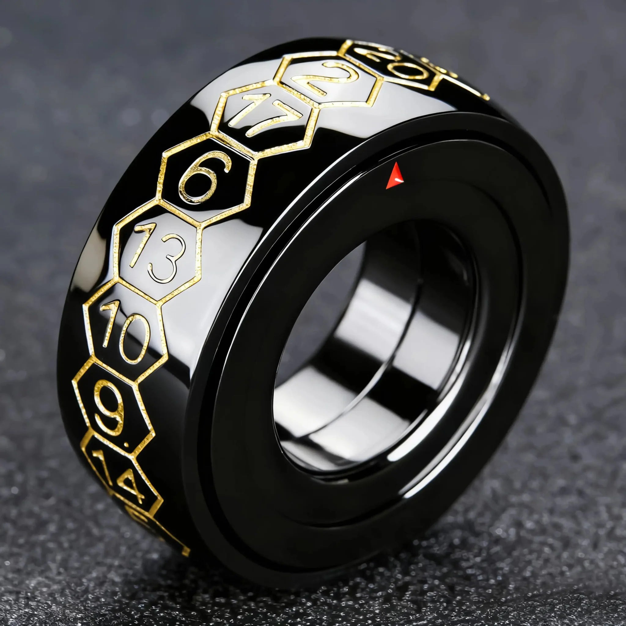 Cool Metal Fingertip Spinning D20 Dice Ring