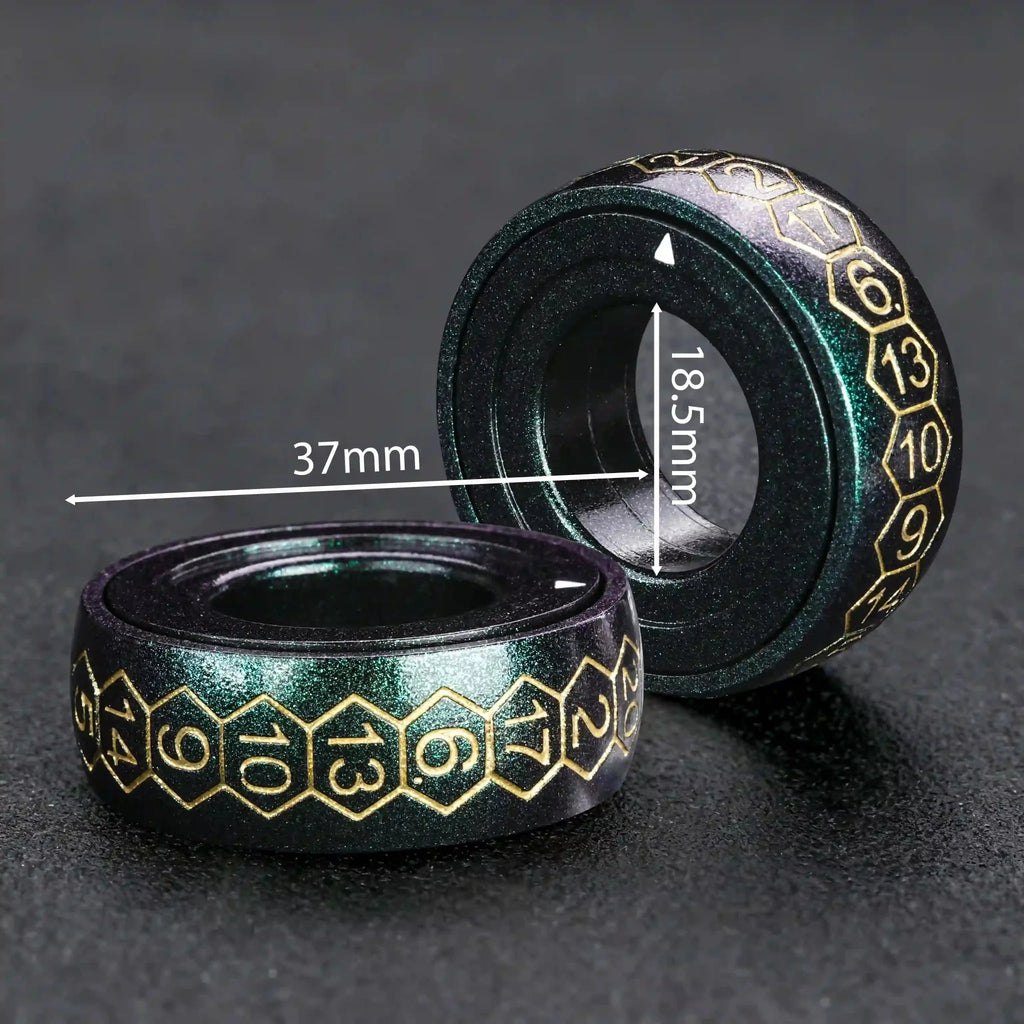 Cool Metal Fingertip Spinning D20 Dice Ring
