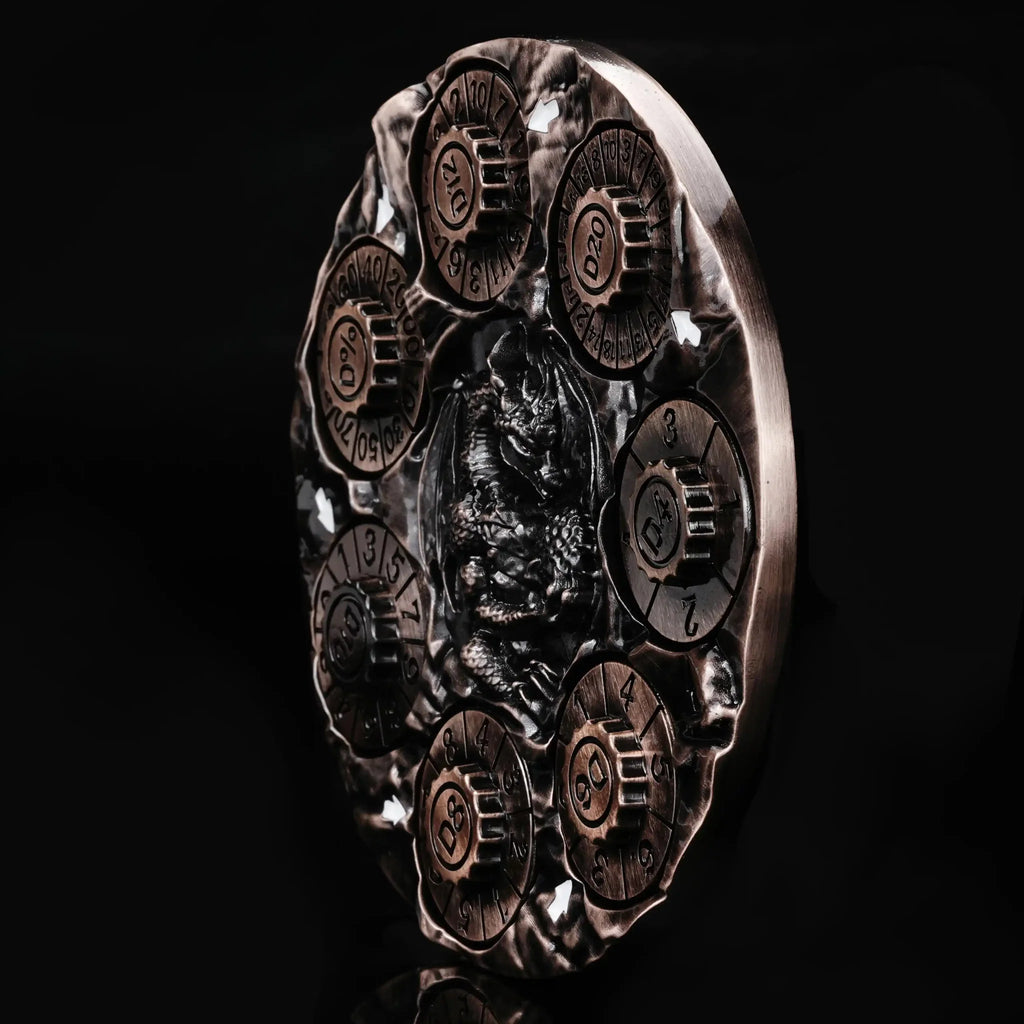 Unique Dice Spinner: 7-in-1 Metal 3D Relief Dragon DND Roulette Dice Spinner