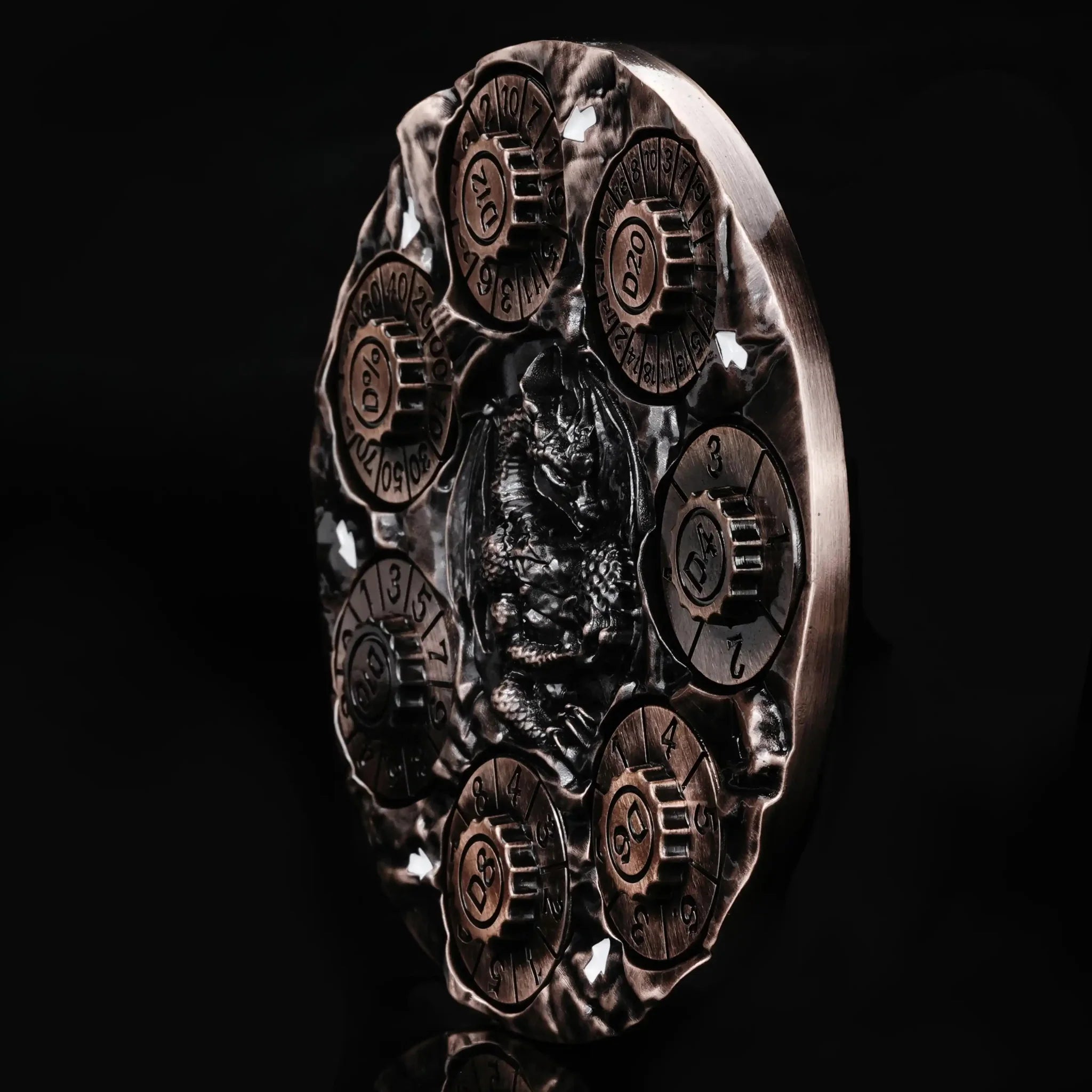 Unique Dice Spinner: 7-in-1 Metal 3D Relief Dragon DND Roulette Dice Spinner