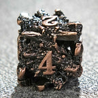 Dragon head skeletonized metal dnd dice set + reddish copper color