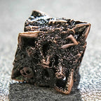 Dragon head skeletonized metal dnd dice set + reddish copper color