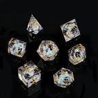 Black purple ears and big eyes cute cat resin DND dice set