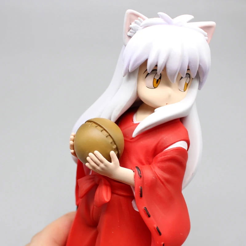 Cute Kawaii Inuyasha Anime Figures, Looking Back Pose Kawaii Chibi Doll Model Desktop Decoration 16cm