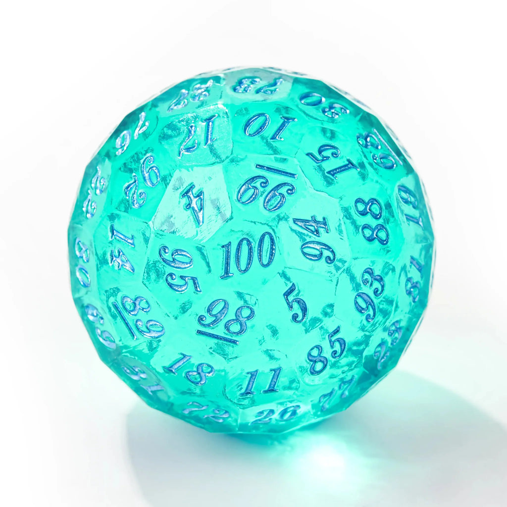 D100 Quicksand Resin Dice - 50mm Transparent 100-sided Dice Ball