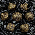 Cyberpunk Bronze Mechanical Gear Metal DND Polyhedron Dice Set