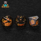 Orange Resin d10 Die + Gold Numerals (Ten-Sided Die)