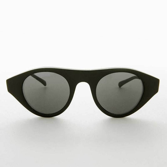 Round 1940s Retro Steampunk Vintage Sunglass - Dieselpunk - Black / Green Lens
