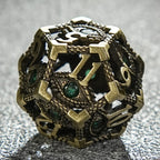 Bronze Emerald Dragon Eye Hollow Metal DND Dice Set