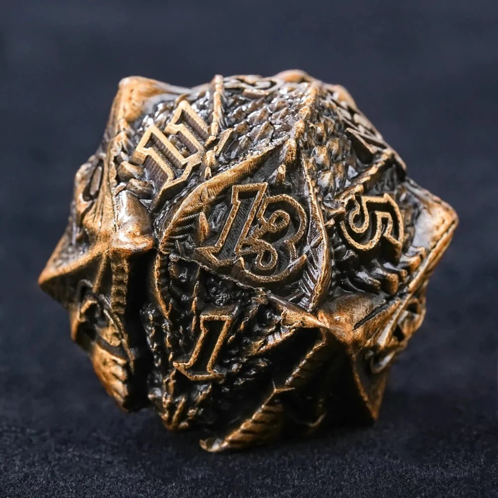 DND Epic Fantasy Metal Dragon Head Dice Set
