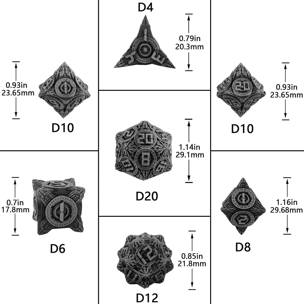 Disc Element Solid Metal DND Dice Set Gradient Purple Blue
