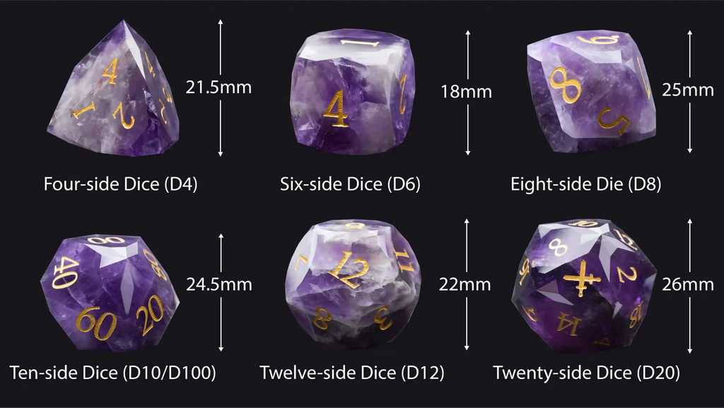 D&D Multi-Sided Engraved Natural Gemstone Dice Set