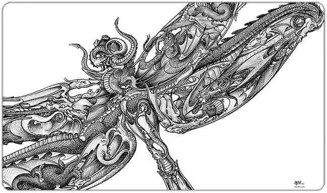 Dragonfly (Tilted) Playmat - White / Standard Playmat / Plain