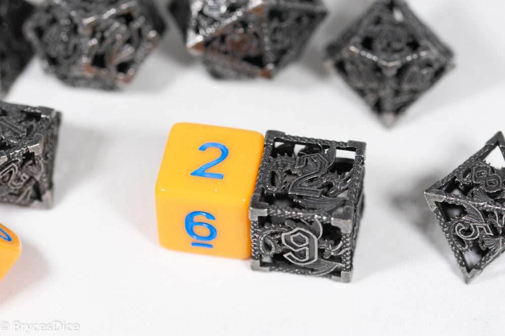 (Rainbow Metal) Deadly Dragon Dice: Shards of Oblivion Hollow Metal - 7-Dice Set
