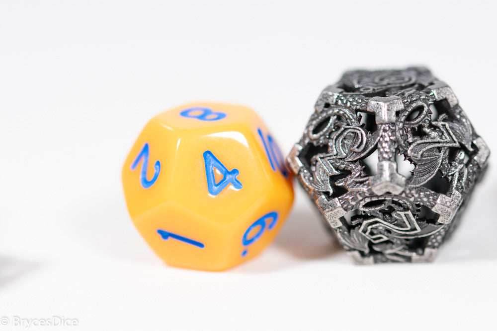 (Base Brass) Deadly Dragon Dice: Shards of Oblivion Hollow Metal - 7-Dice Set