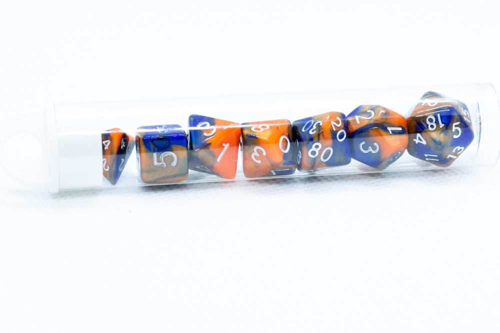 Hot Melt Mini Two Tone Polyhedral RPG Dice Set Small D4-D20 in Tube - 