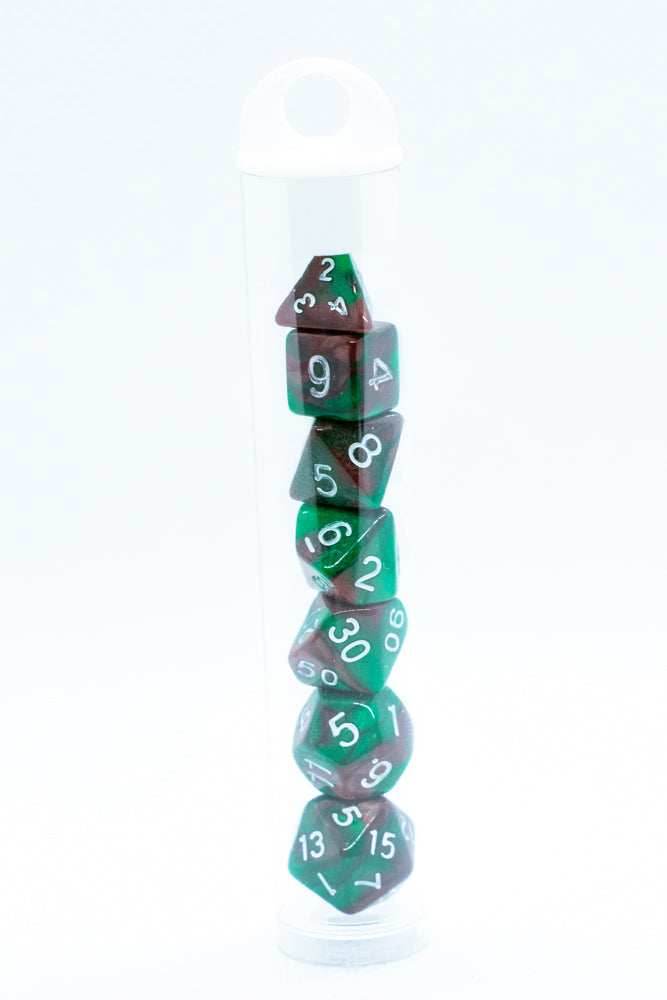Camouflage Mini Two Tone Polyhedral RPG Dice Set Small D4-D20 in Tube - 