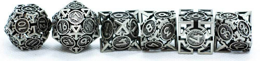 Iron Grey Deadly Arrow Dice | 7-Dice RPG Set High Visibility - 