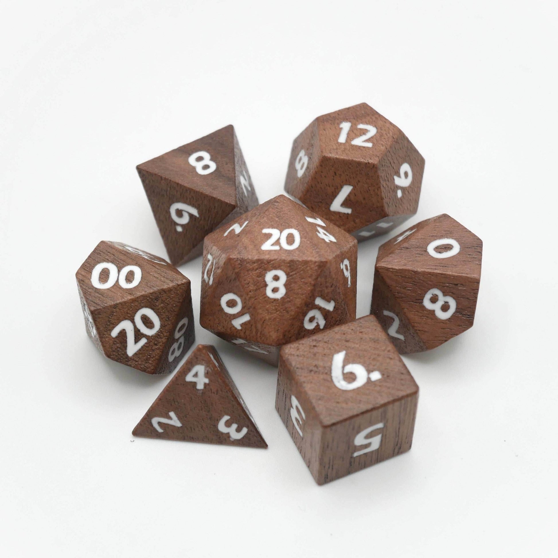 Deku Seed- 7 Piece DnD Dice Set | Wood RPG Gaming Dice - 