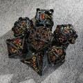 Devil's Eye Ruby Metal Hollow DND Dice Set with Gold Numbers