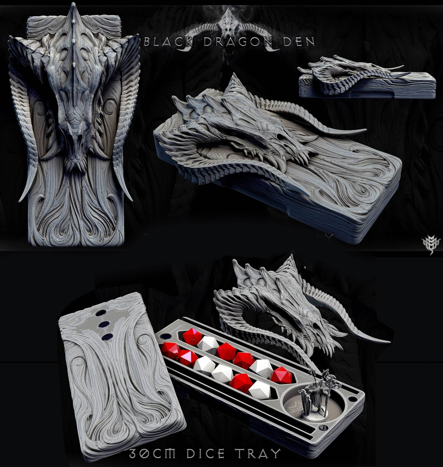 Black Dragon Dice Tray - Large