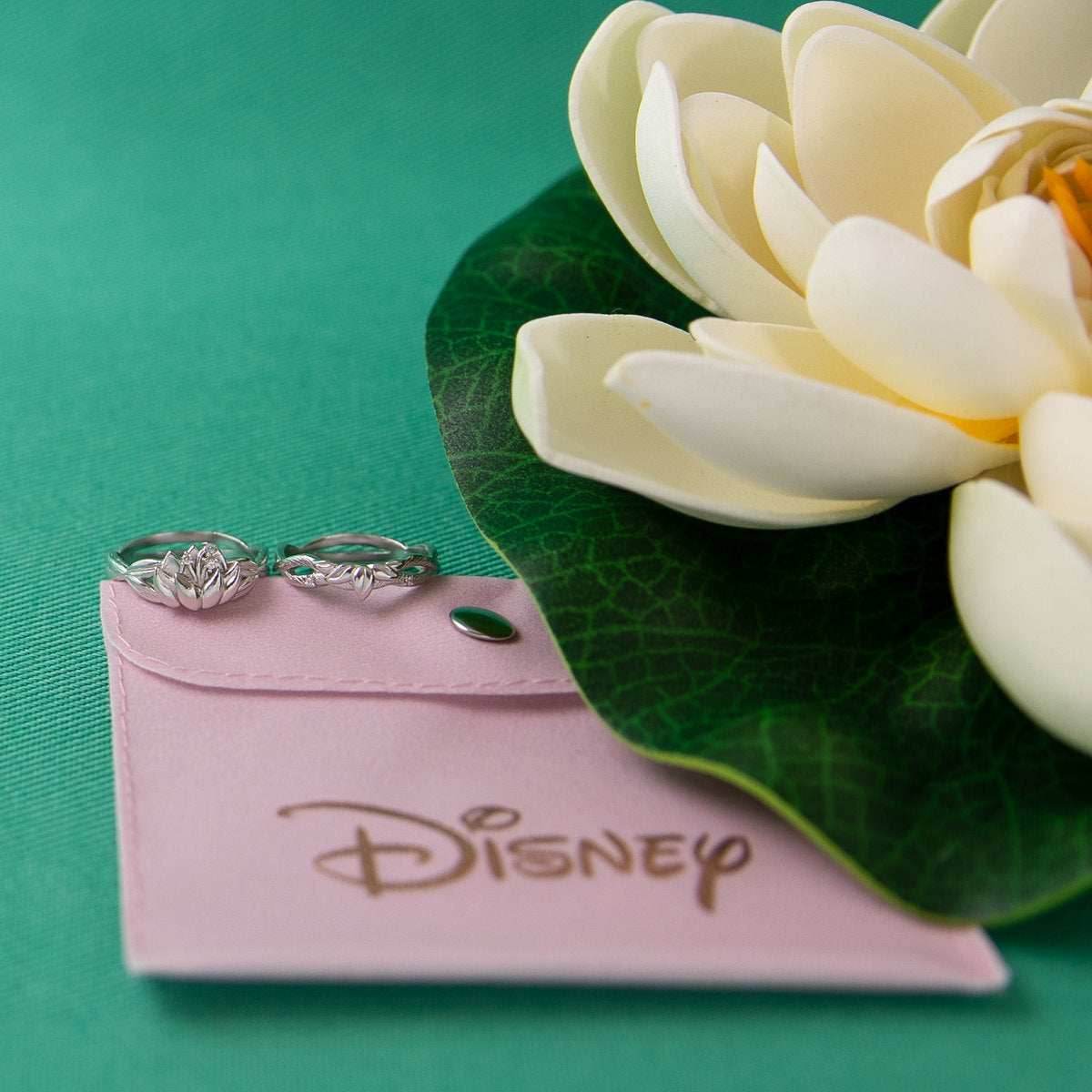 Disney X RockLove DISNEY THE PRINCESS AND THE FROG Tiana Water Lily Stacker Rings - Yellow Gold Plated / Size 5