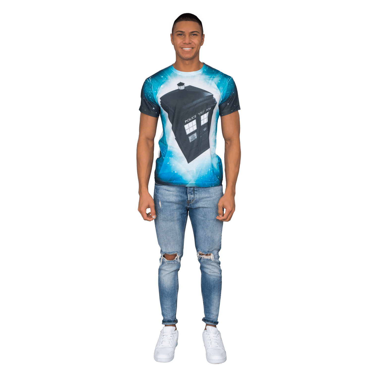 Doctor Who TARDIS Glowing Stars Sublimation T-Shirt - S