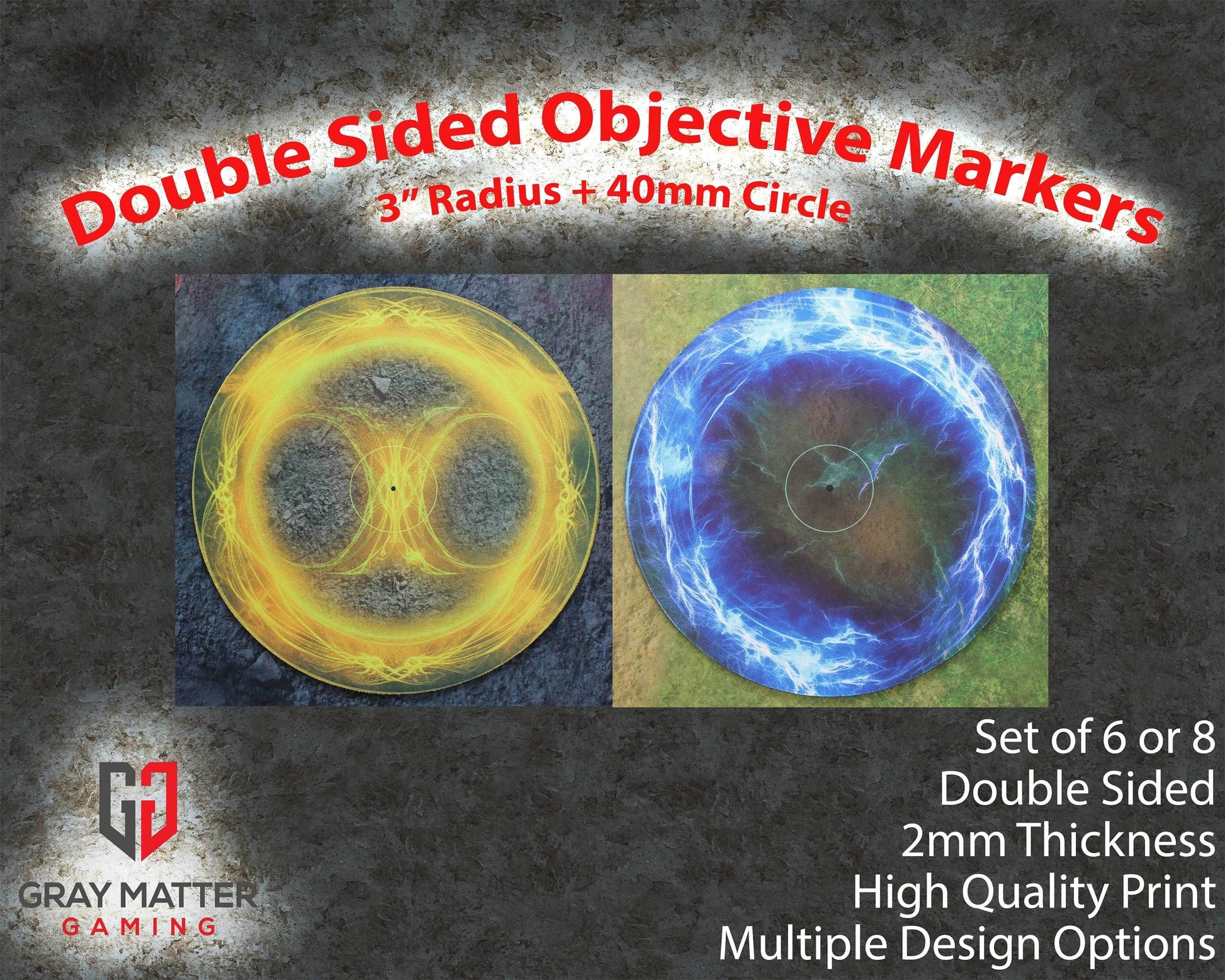 Warhammer 40k and AoS4 Neoprene Objective Markers - Light and Lightning - Set of 6