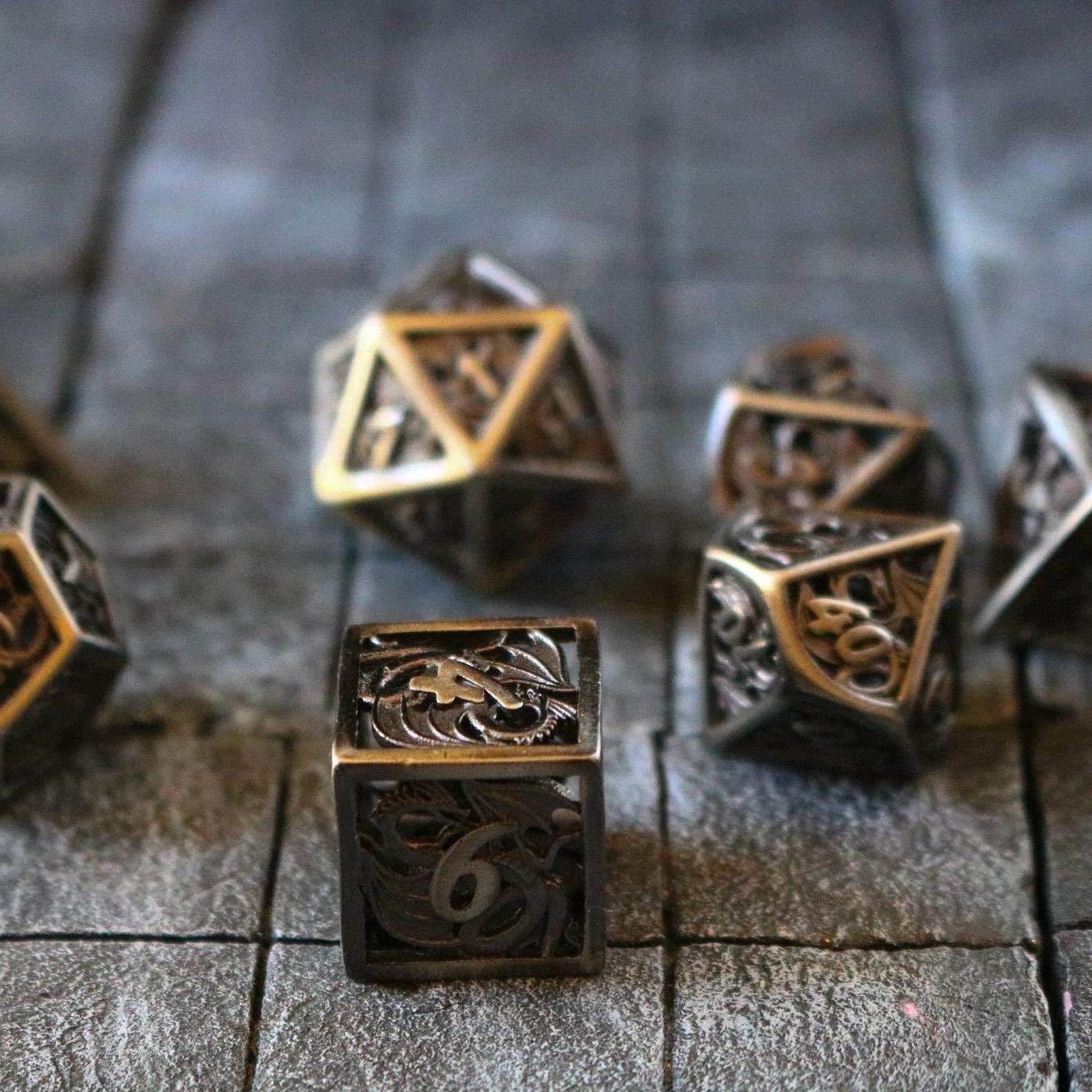 Dragon Flight Hollow Silver Metal DND Dice Set - Only 1 D20