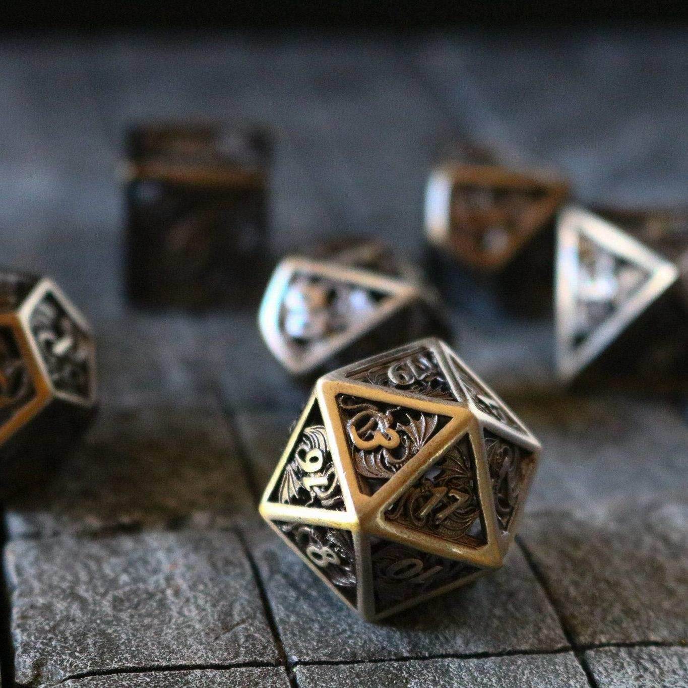 Dragon Flight Hollow Silver Metal DND Dice Set - Only 1 D20