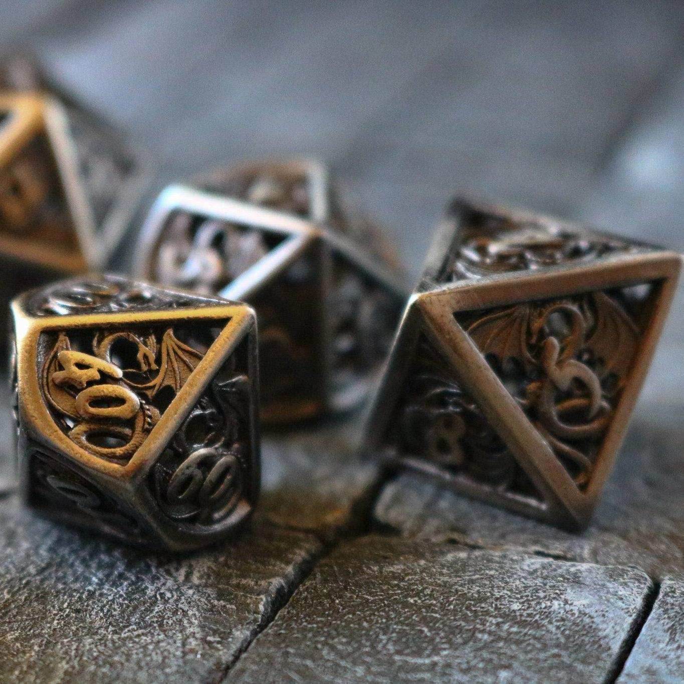 Dragon Flight Hollow Silver Metal DND Dice Set - Only 1 D20