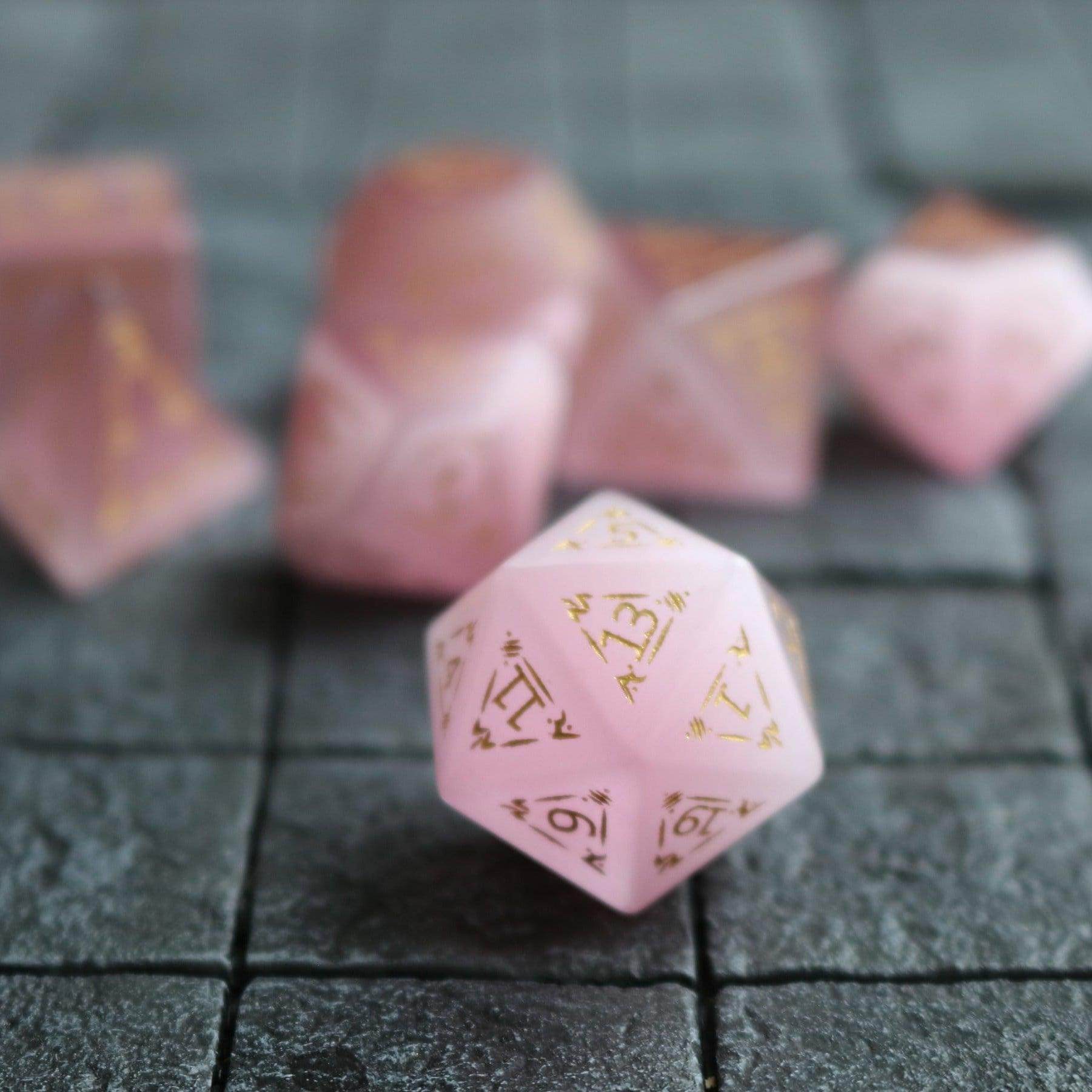 Dragon Shield Watermelon Cats Eye Stone Gemstone DND Dice Set - 