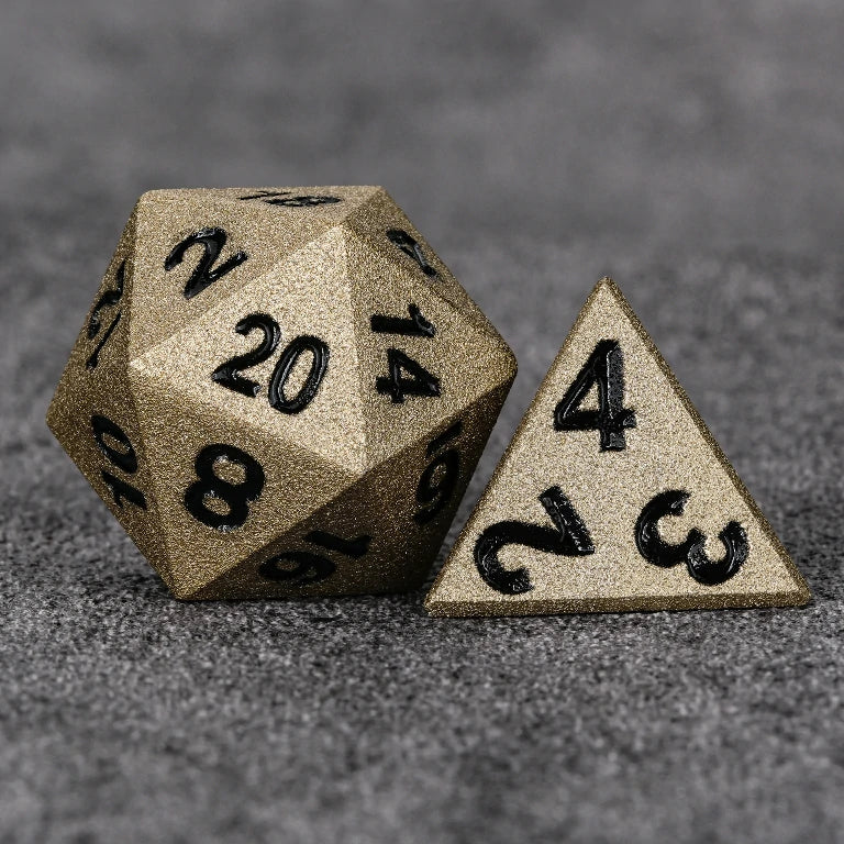Dwarven-Forged Antique Gold Metal D&D Dice Set