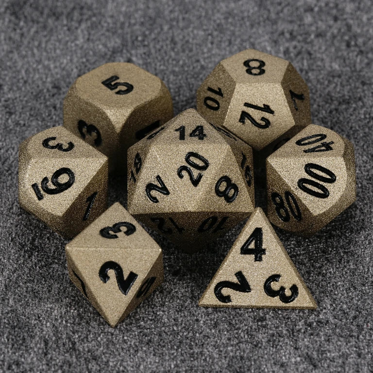 Dwarven-Forged Antique Gold Metal D&D Dice Set