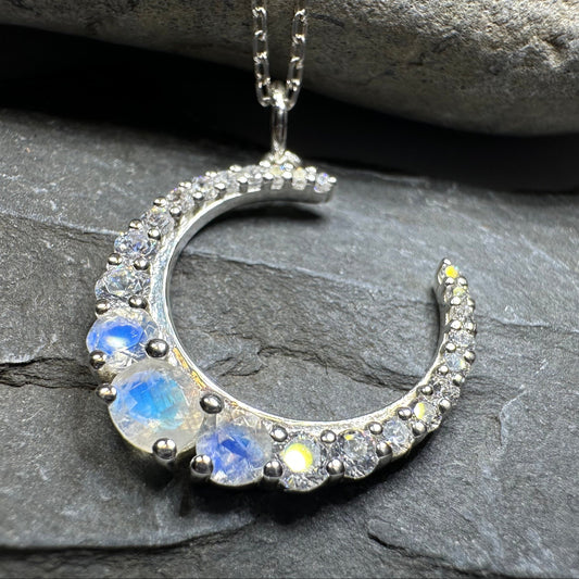 Moonstone Crescent Moon Necklace