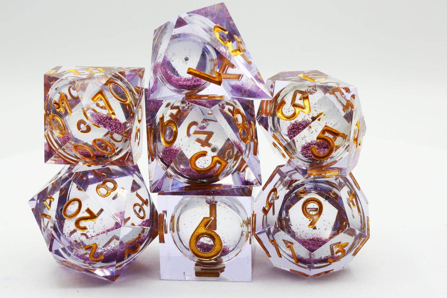 Sharp-Edged Liquid Core RPG Dice Set - Purple