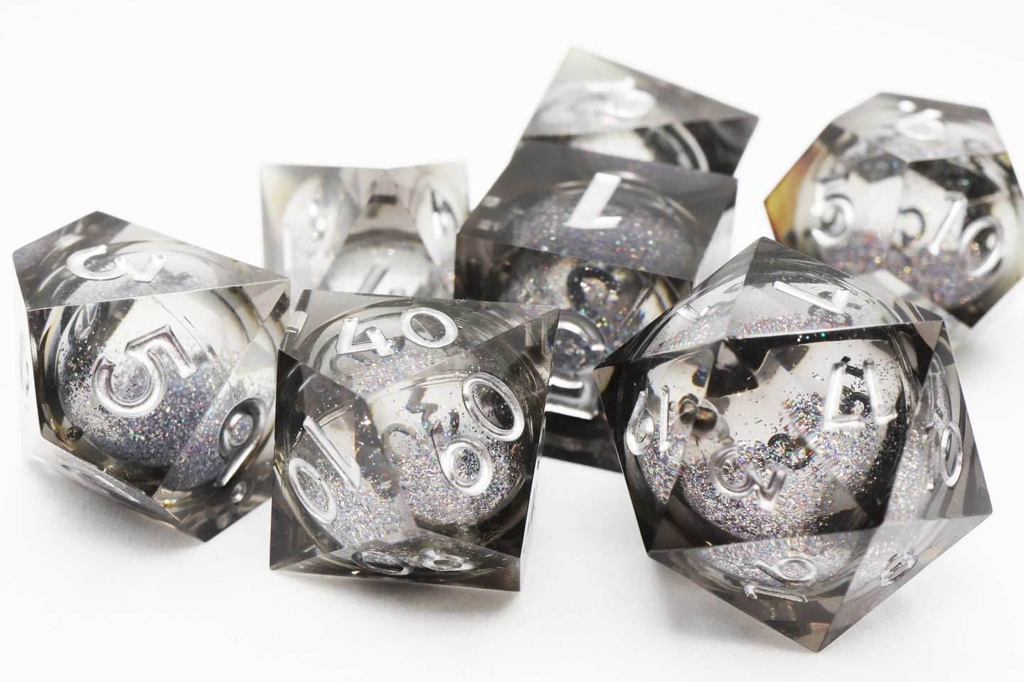 Sharp-Edged Liquid Core RPG Dice Set - Black