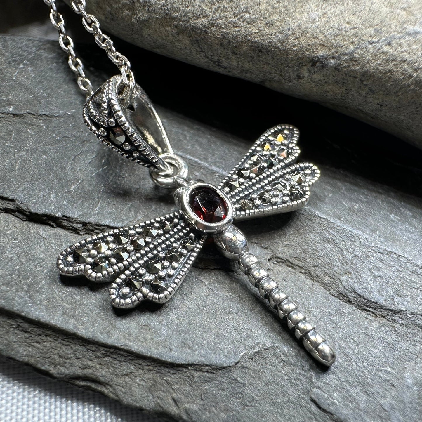 Triple Spiral Dragonfly Necklace