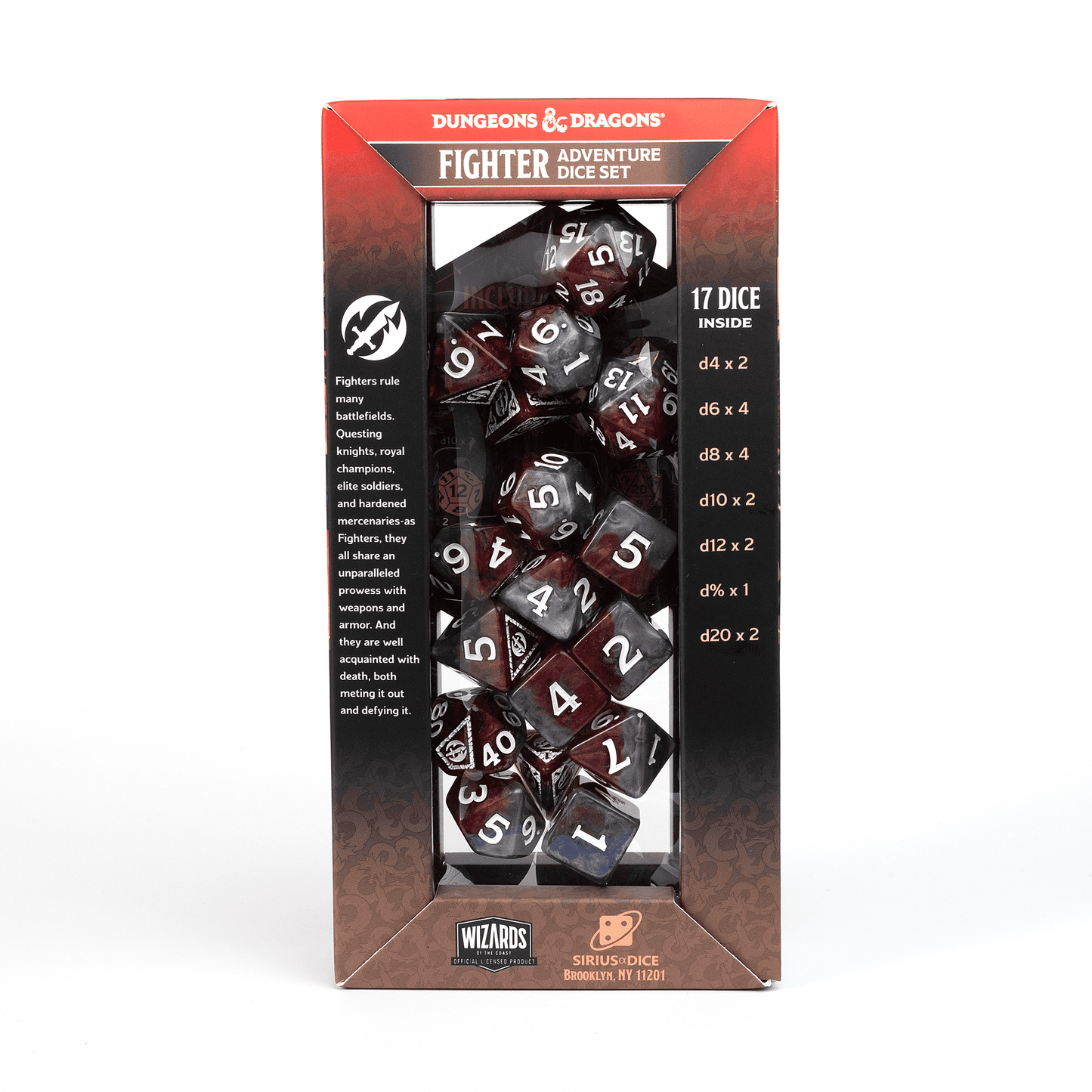 D&D Adventure Dice Set - Fighter Edition | Red 17pc Collection - 