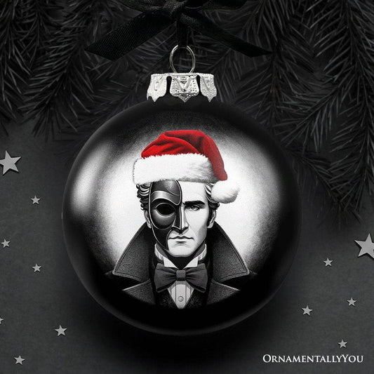 The Phantom of the Opera Christmas Spooky Portrait Glass Ornament, Black Horror Halloween Tree Decoration - 