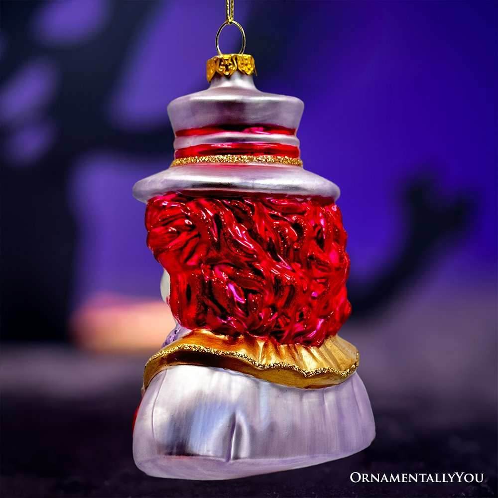 Horror Clown Head Glass Ornament, Gothic Halloween Tree Decor - 