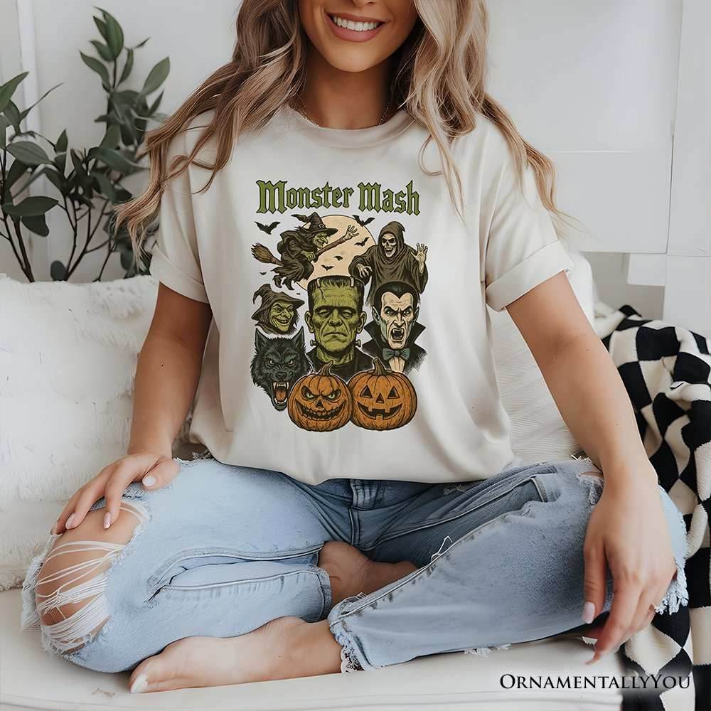 Monster Mash Classic T-Shirt, Halloween Monsters Tee for The Spooky Season - White / XS