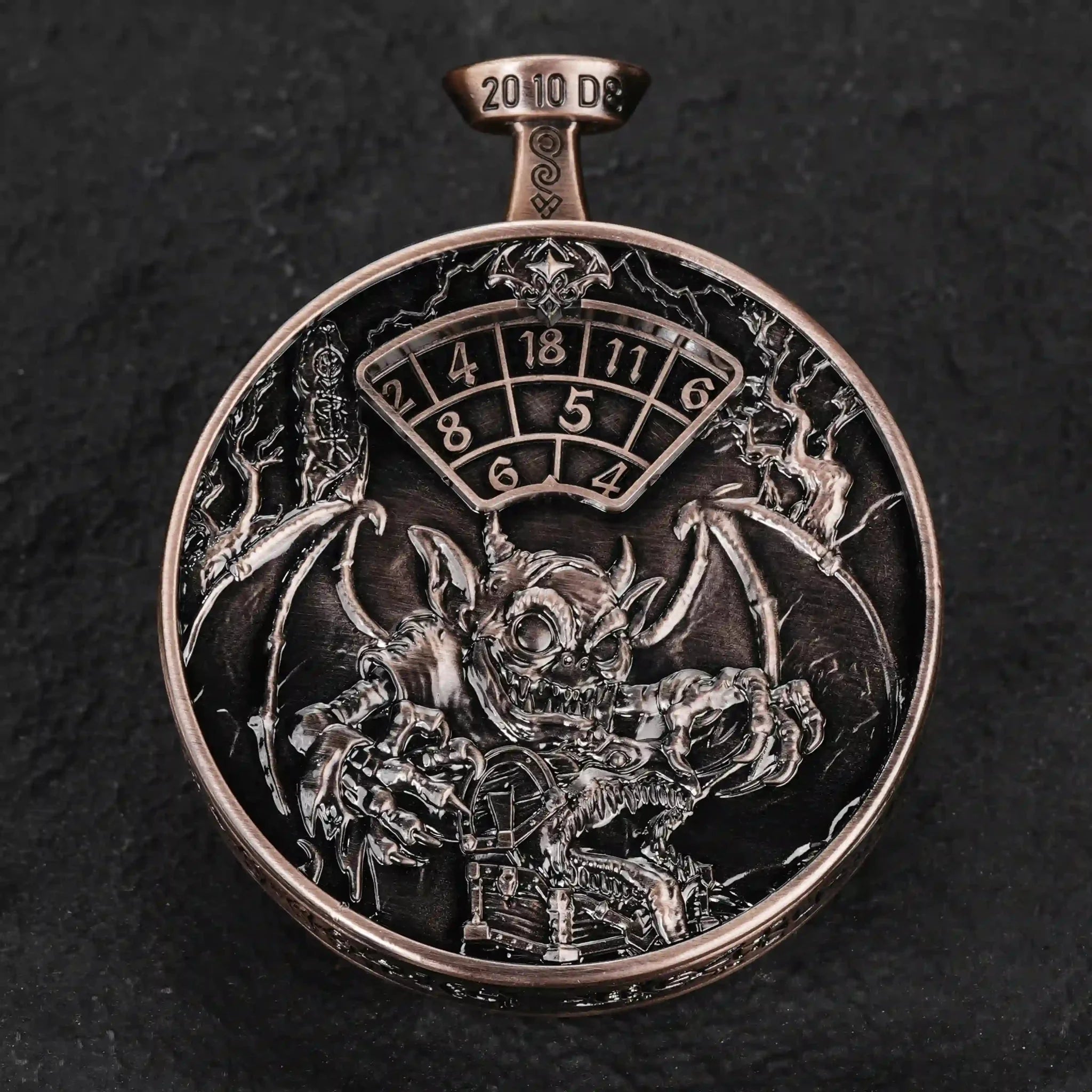 Unique Metal DND Spinning Dice Pocket Watch