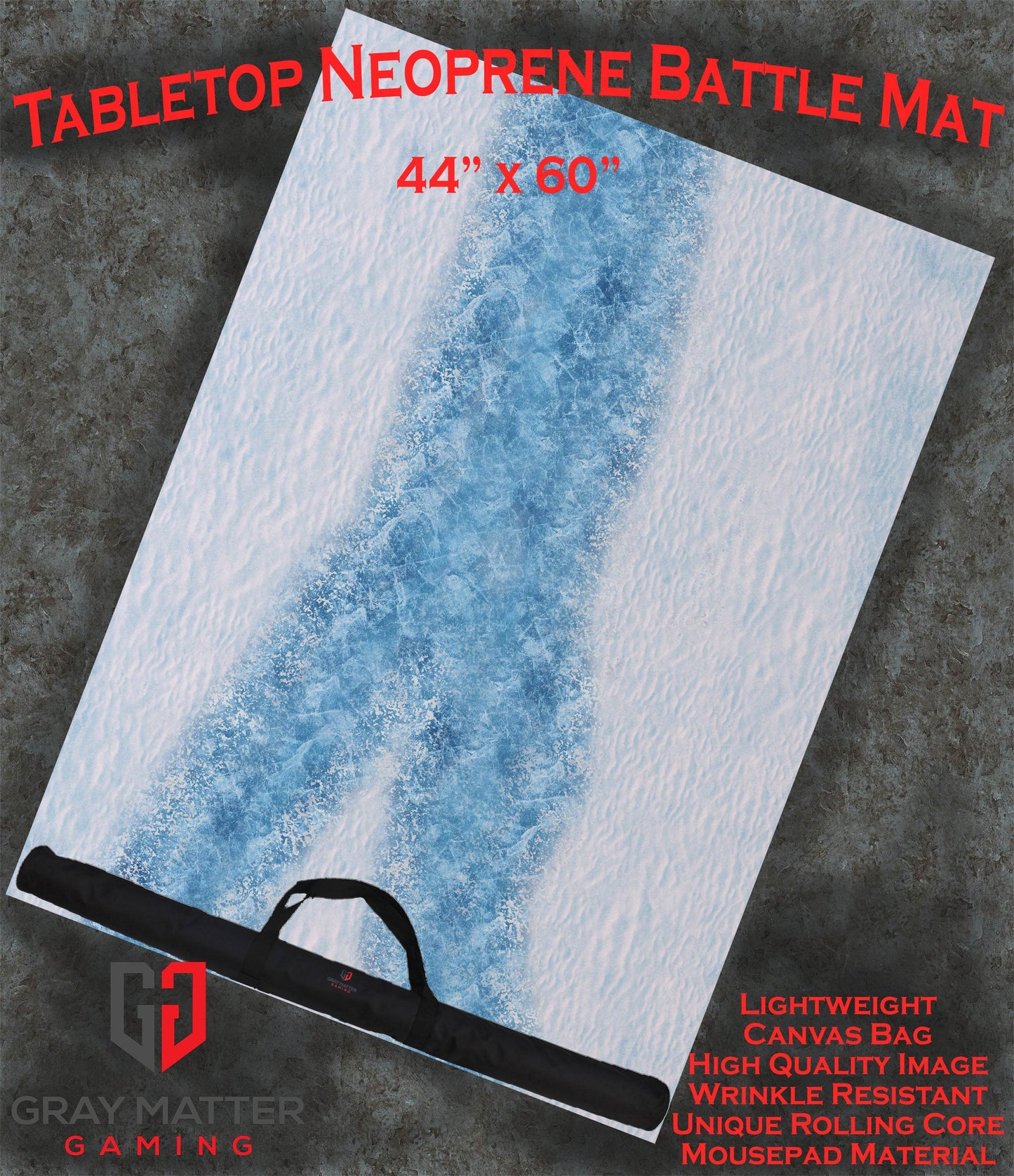 Frozen River - Neoprene Battle Mat - Warhammer, AoS, 40K, Kill Team, MCP, Shatterpoint, Legion, More - 44x60