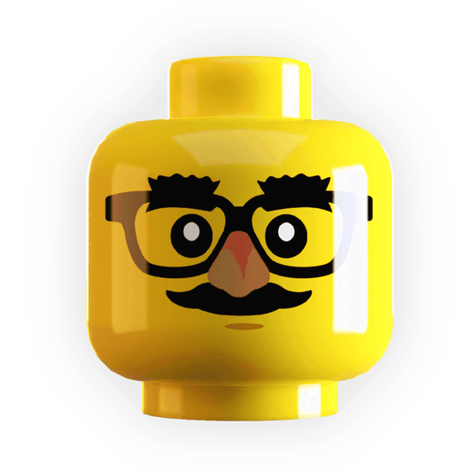 Funny Glasses on Minifig Head made using LEGO part - Yellow Flesh