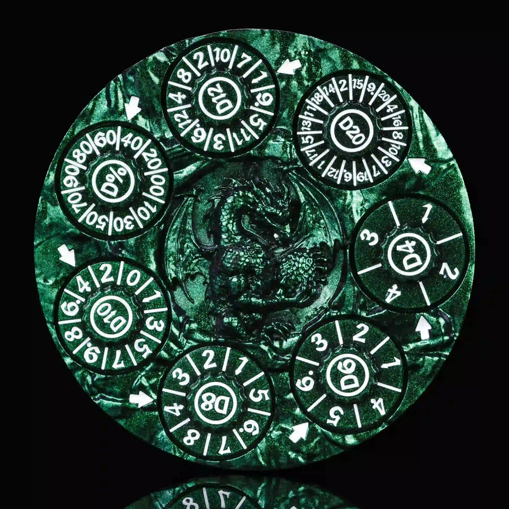Unique Dice Spinner: 7-in-1 Metal 3D Relief Dragon DND Roulette Dice Spinner
